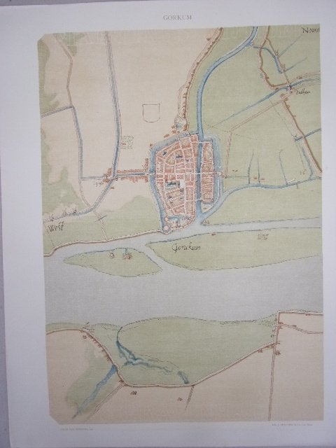 Gorinchem Plattegrond van de stad door Jacob van Deventer, Antiek en Kunst, Kunst | Etsen en Gravures, Cartografie, Ophalen of Verzenden