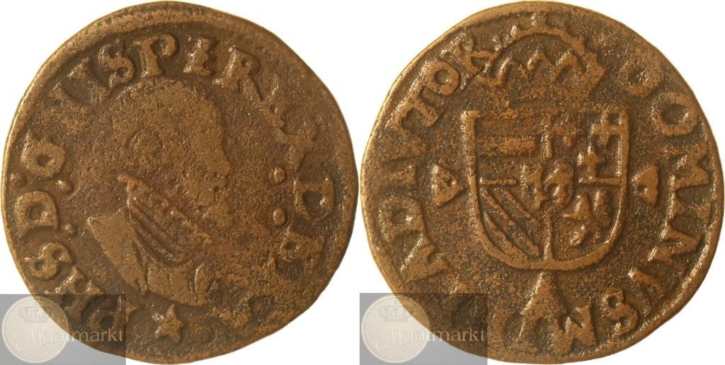 Maastricht - Dubbele Korte z.j. (1571-1579) 'Filips II', Postzegels en Munten, Munten | Nederland, Ophalen of Verzenden, Vóór koninkrijk