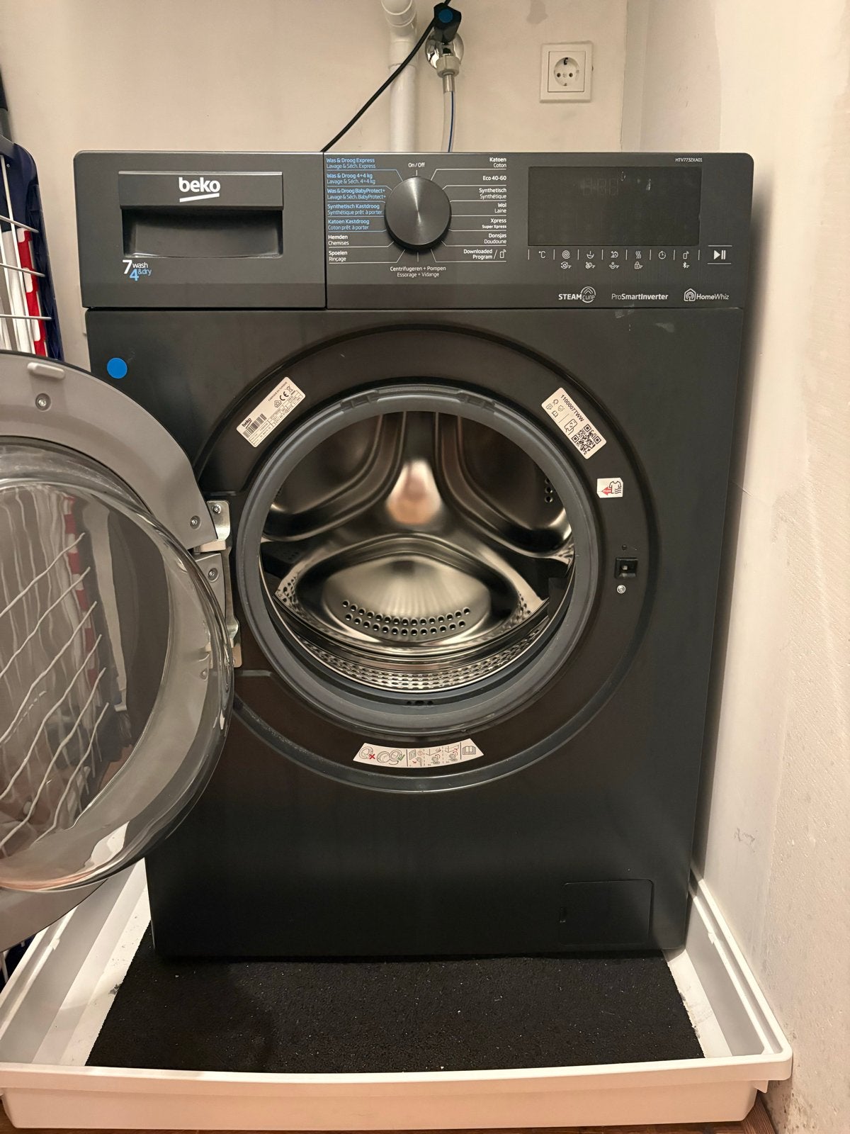 Beko SteamCure HTV7732XA01 Was-droogcombinatie, Witgoed en Apparatuur, 6 tot 8 kg, Ophalen, Zo goed als nieuw, 85 tot 90 cm