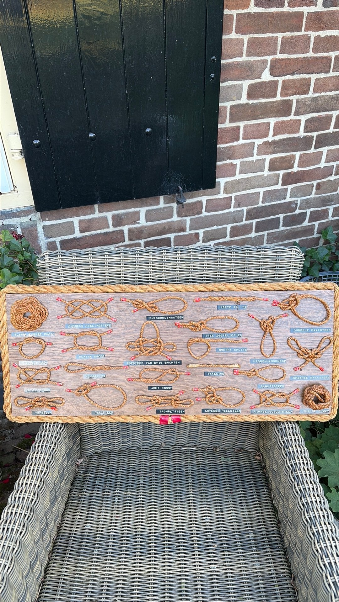 Vintage nautisch knopenbord voorbeelden zeemansknopen, Ophalen of Verzenden, Gebruikt