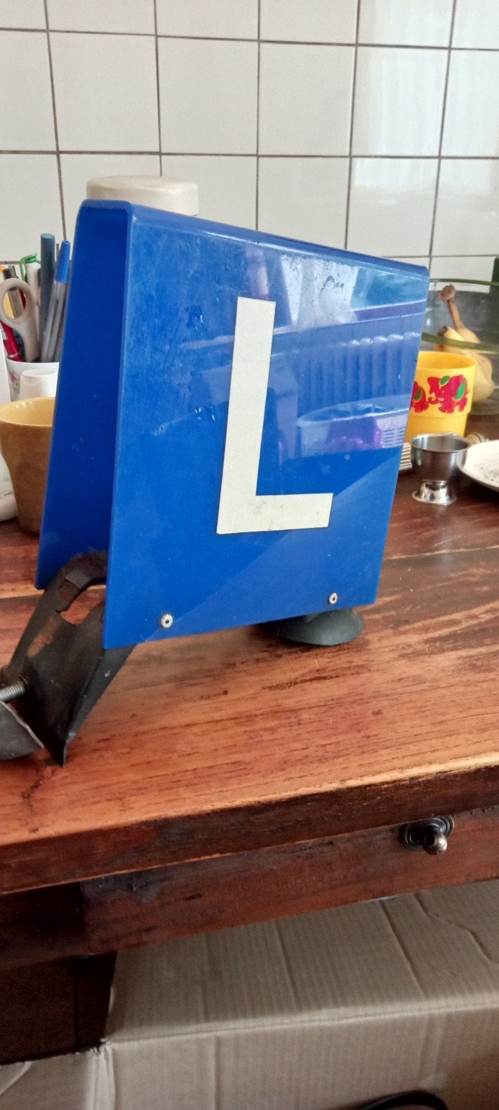 Blauw L-bord voor lesauto met zuignappen, Auto diversen, Auto-accessoires, Ophalen of Verzenden, Gebruikt