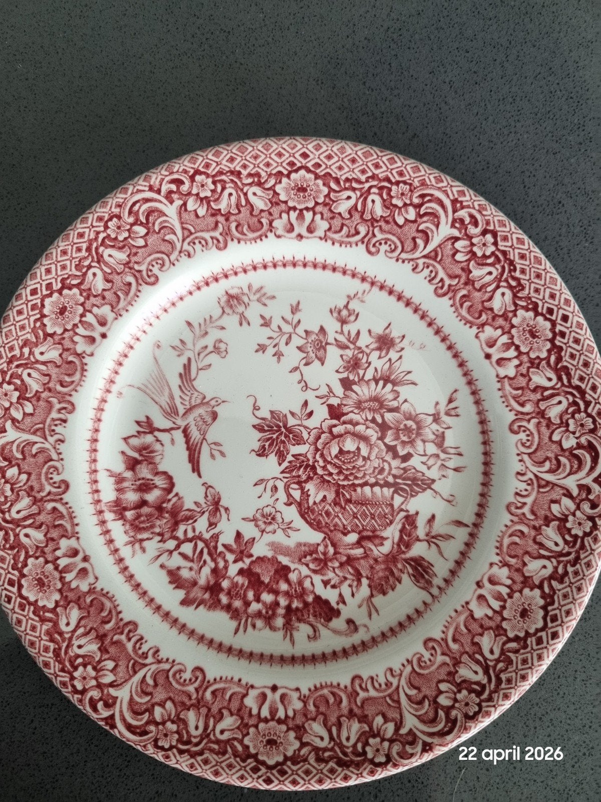 Vintage JARDINIERE Engels Ironstone bord met bloemenprint, Ophalen of Verzenden