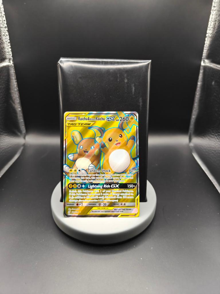 Raichu & Alolan Raichu GX 220/236 Unified Minds - Pokemon, Ophalen of Verzenden, Zo goed als nieuw, Losse kaart, Foil