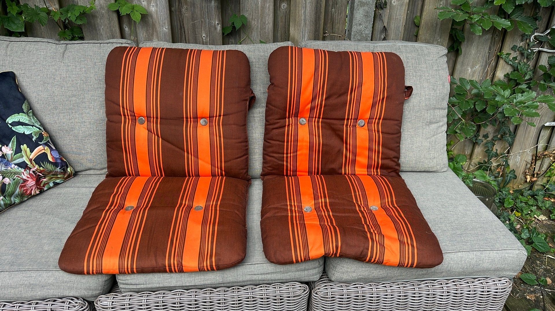 2 originele tuinkussens jaren 70, Tuin en Terras, Ophalen, Gebruikt