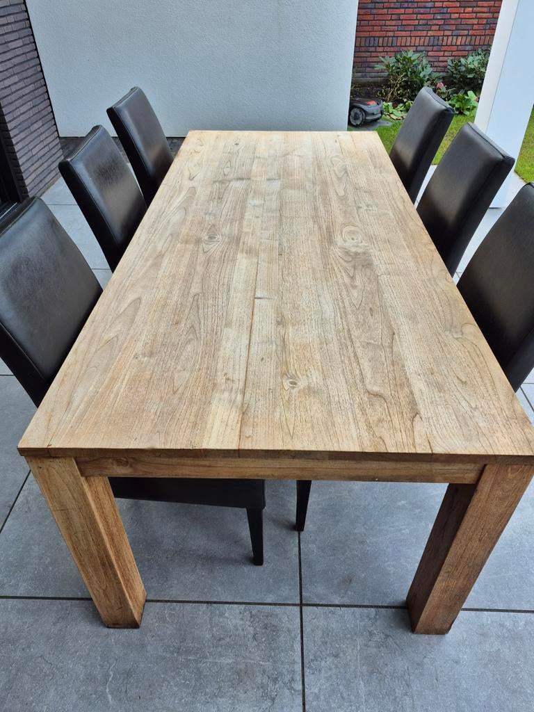 Teak eettafel 220x100, Huis en Inrichting, Tafels | Eettafels, Ophalen
