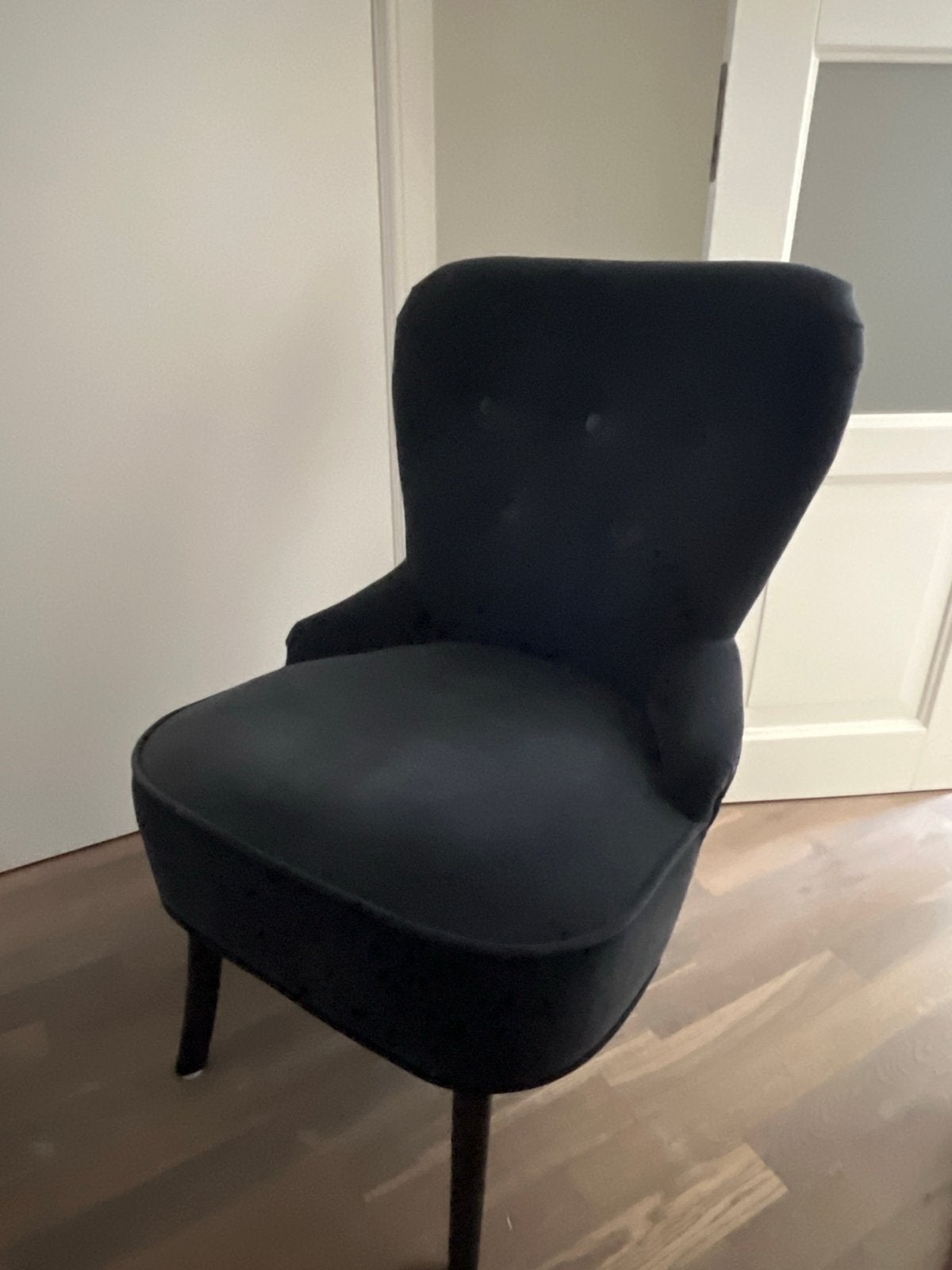 Remsta Ikea Stijlvolle zwarte fluwelen fauteuil, Ophalen, Zwart, Zo goed als nieuw, Eén