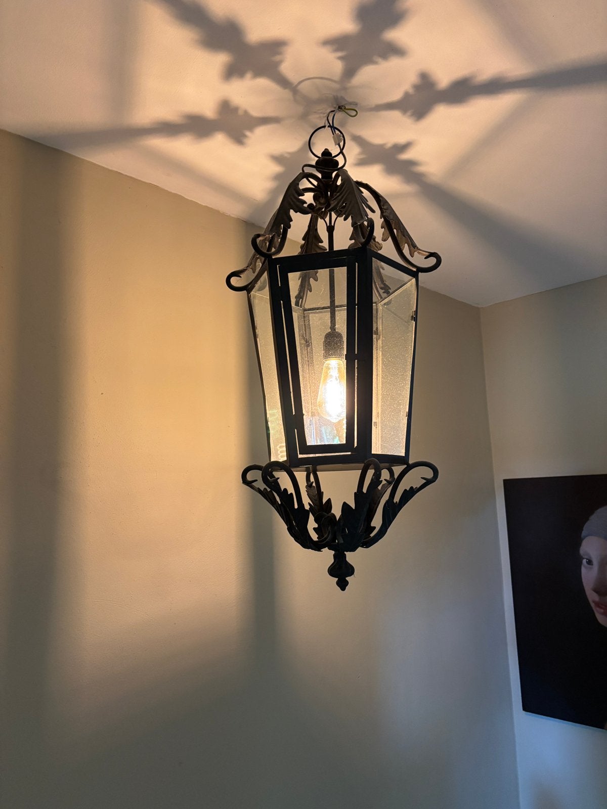 Lantaarn lamp zwart ijzer, Ophalen, Gebruikt, Metaal