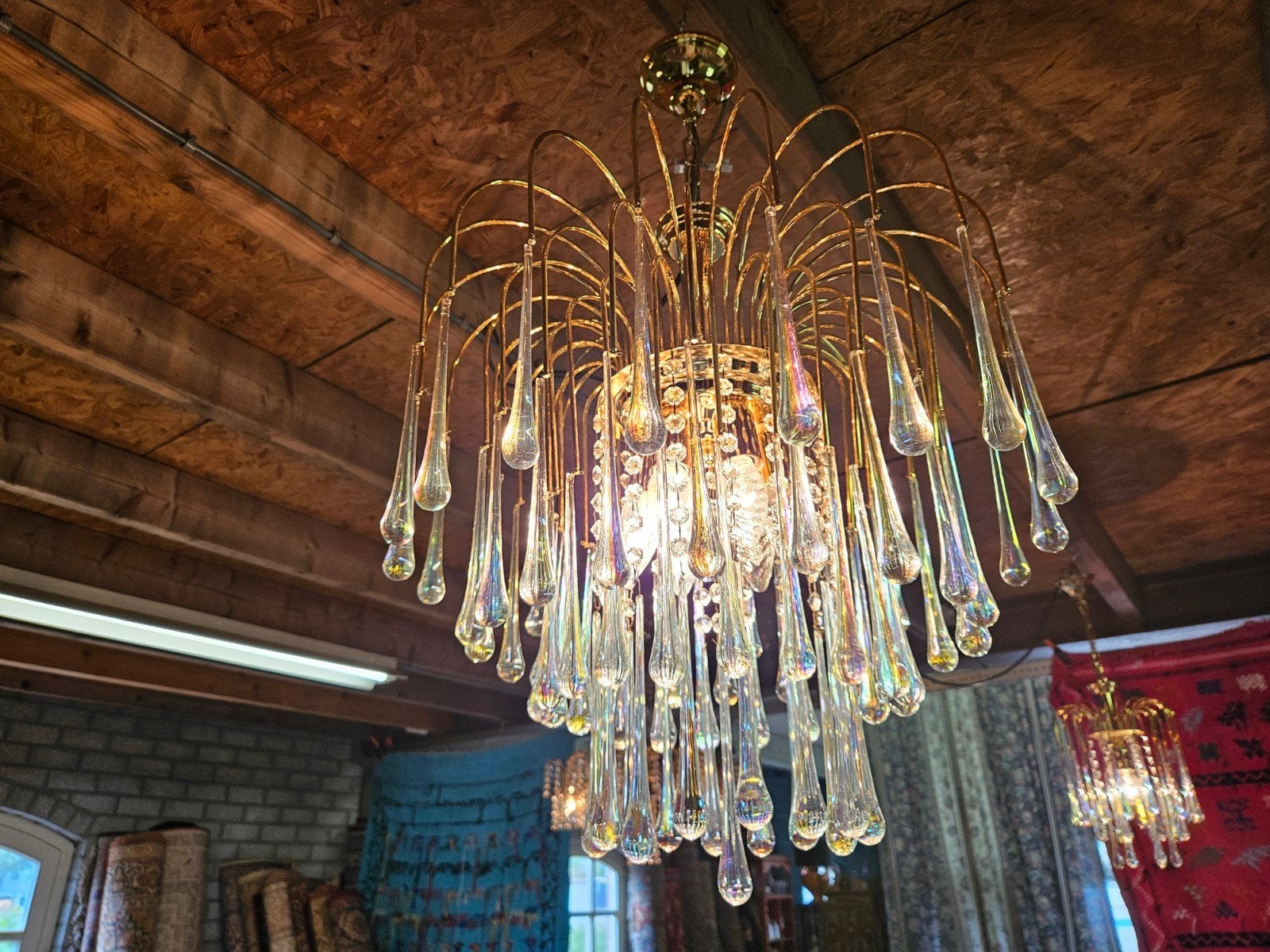 Prachtige murano teardrop kroonluchter 4 laags!!!, Ophalen of Verzenden, Gebruikt