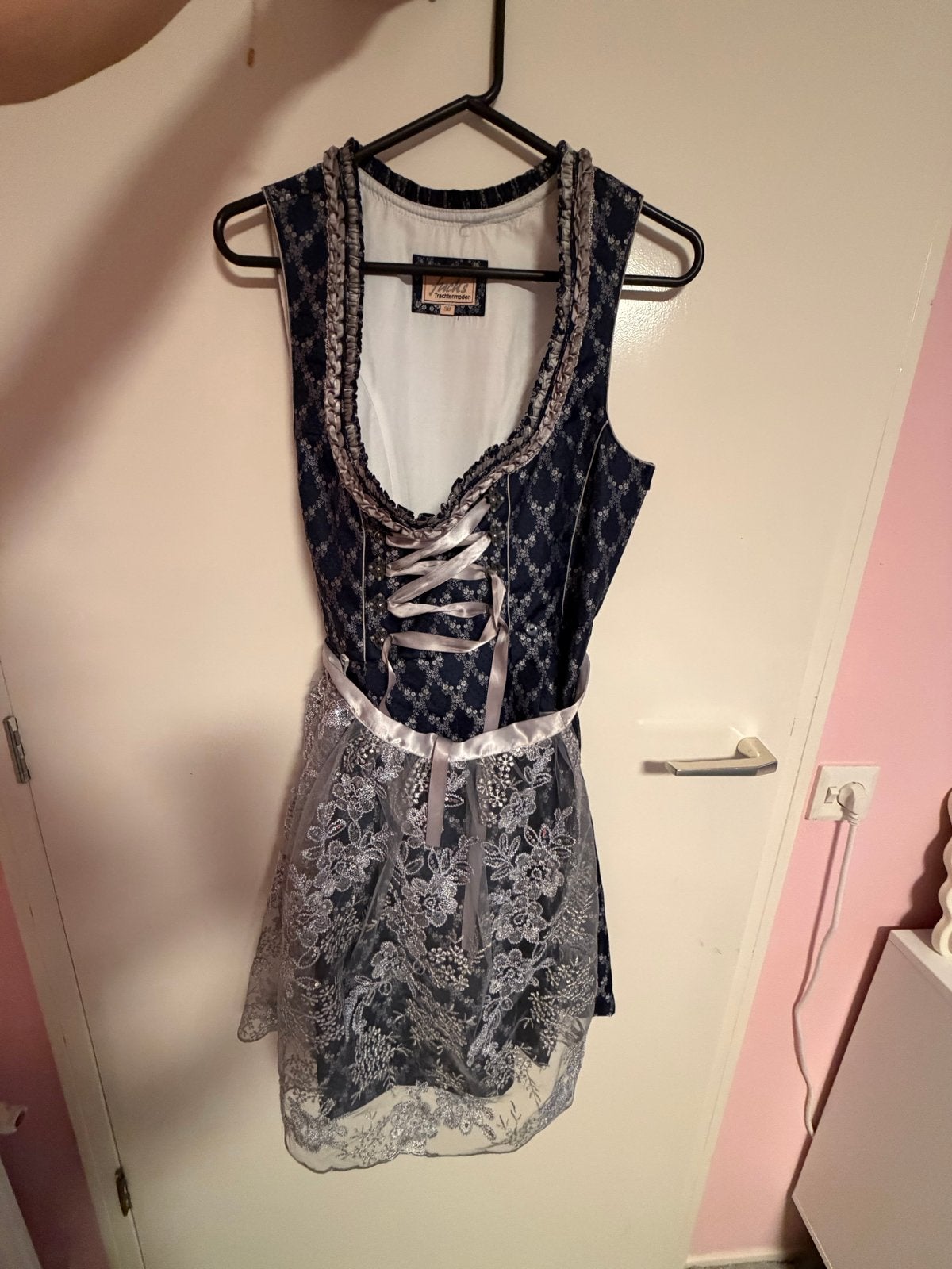 Fuchs Trachtenmoden Dirndl Jurk Maat 38, Maat 38/40 (M), Blauw, Ophalen of Verzenden, Zo goed als nieuw