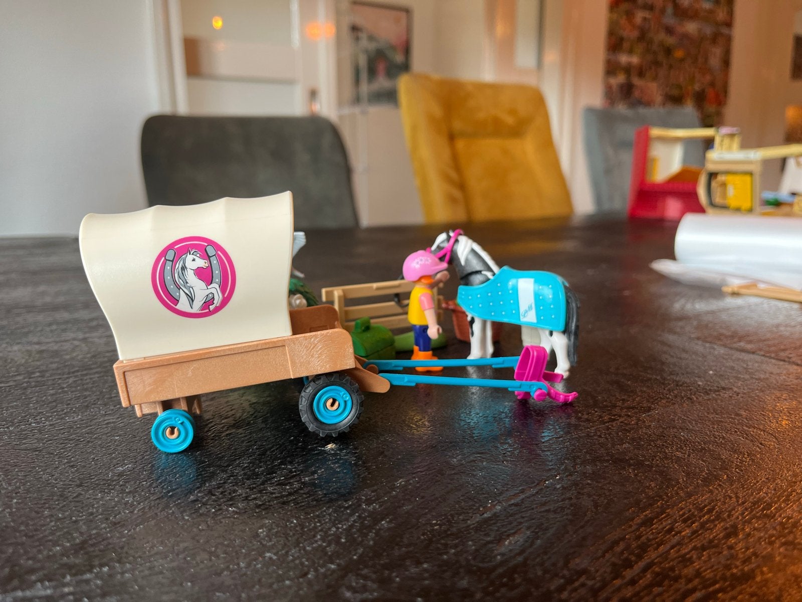 Playmobil paard met wagen en accessoires, Ophalen of Verzenden, Gebruikt, Meisje