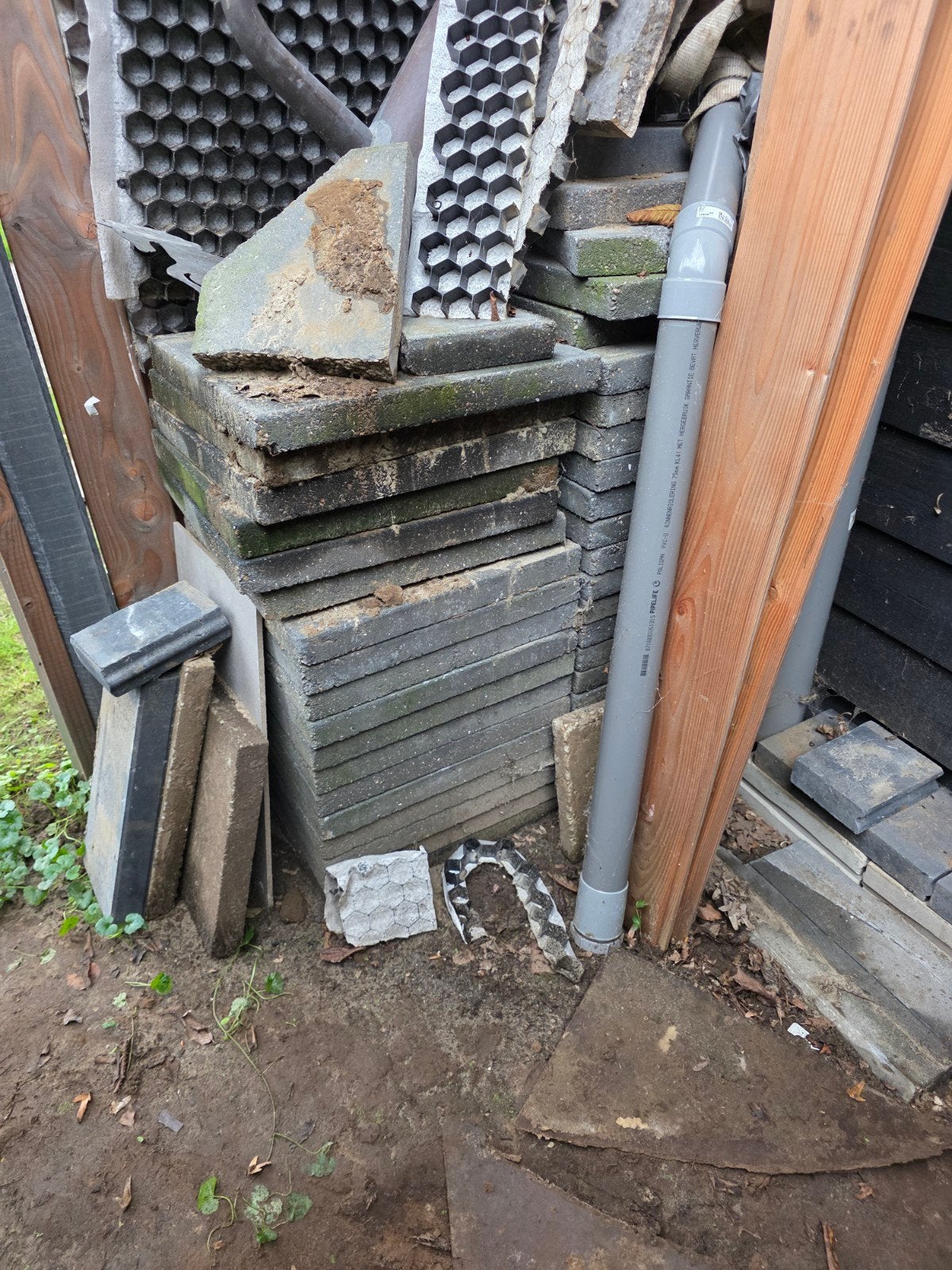 36 stuks 5x50x50 antraciet, Tuin en Terras, Gebruikt, Klinkers, Ophalen of Verzenden, Minder dan 5 m²