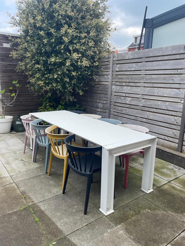 Robuuste eettafel 240x80, Huis en Inrichting, Tafels | Eettafels, Ophalen, Overige materialen, 200 cm of meer, 50 tot 100 cm