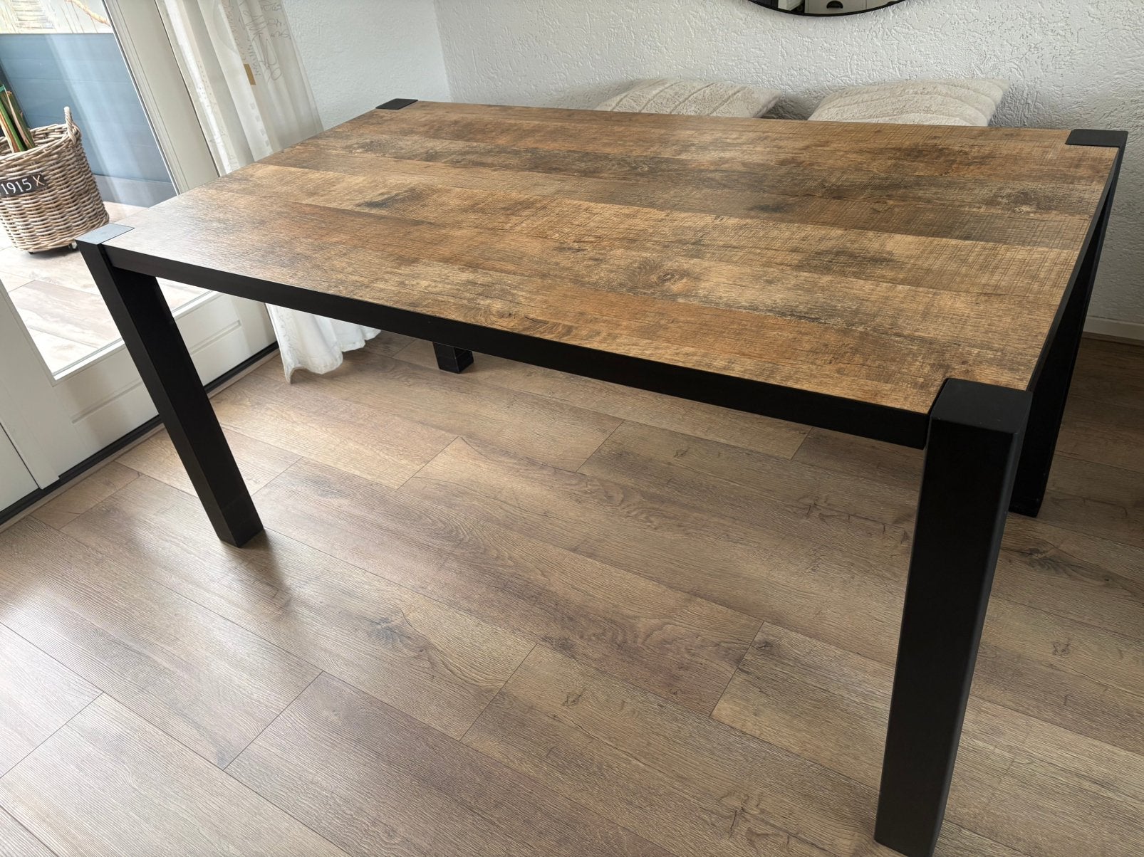 Industriële Lamulux eettafel 160x90, Ophalen, 50 tot 100 cm, Zo goed als nieuw, Rechthoekig