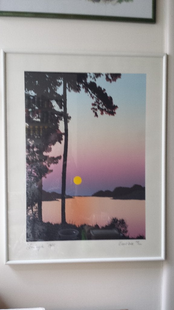 Wanddecoratie Kunstdruk “ZONSHOOGTE” gesigneerde ZEEFDRUK, Zeefdruk, Ophalen of Verzenden, Dieren en Natuur, Gelimiteerde oplage