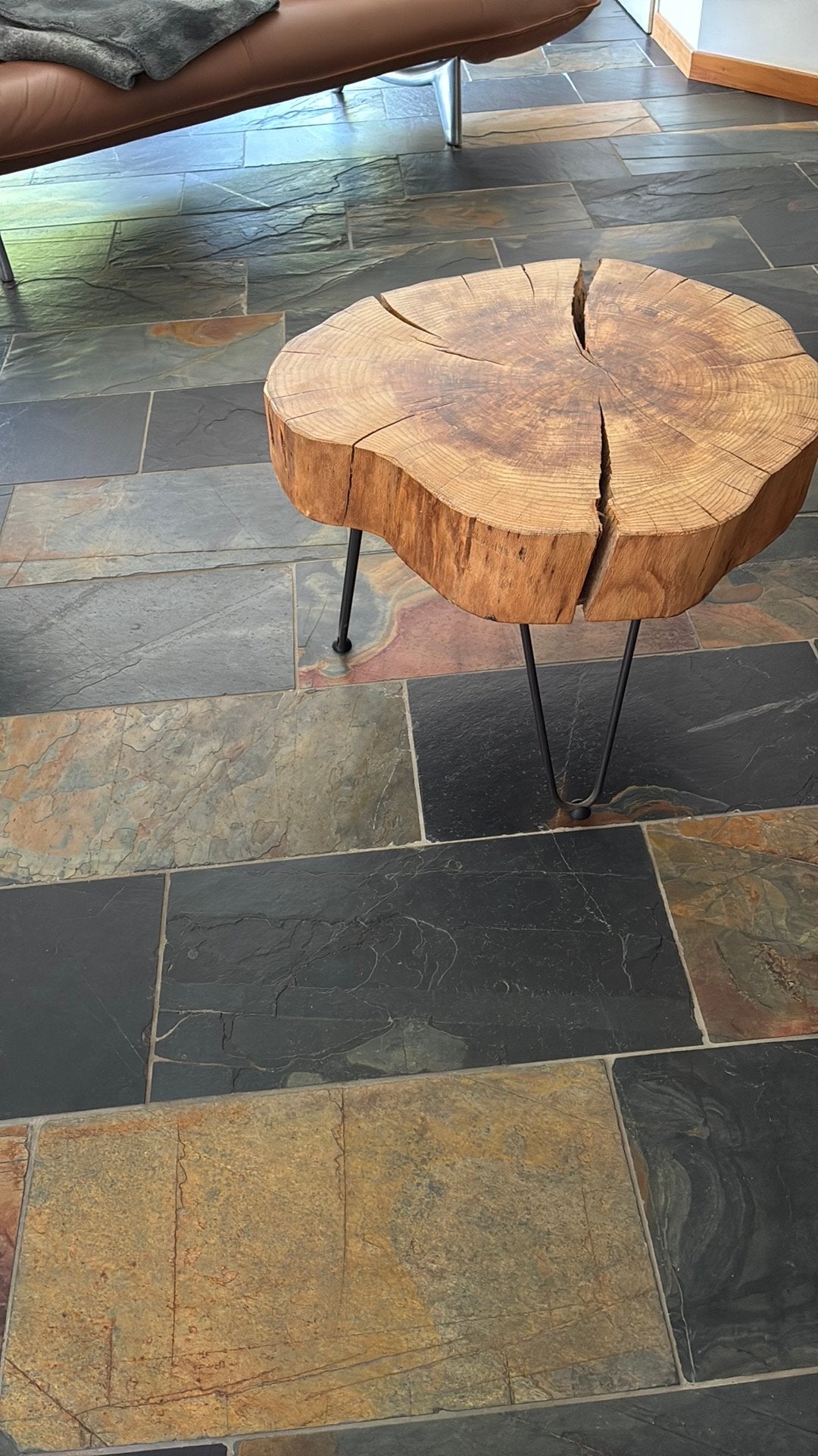 Unieke boomstam salontafel - robuust en stijlvol, Ophalen, Rond, 50 tot 100 cm, Zo goed als nieuw