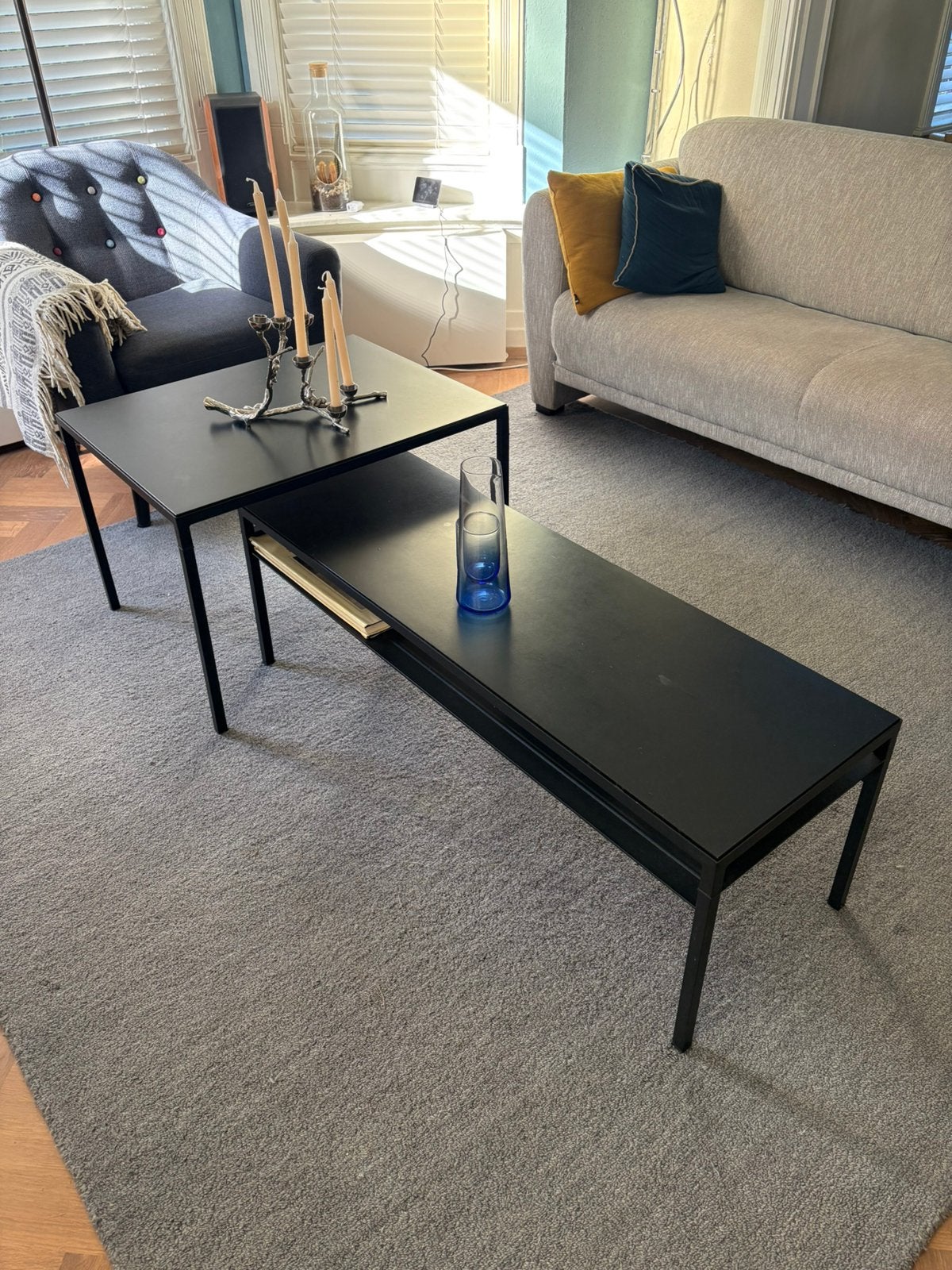 Koffietafel | salontafel ikea NYBODA set van 2, Ophalen, Zo goed als nieuw, Rond, 50 tot 100 cm