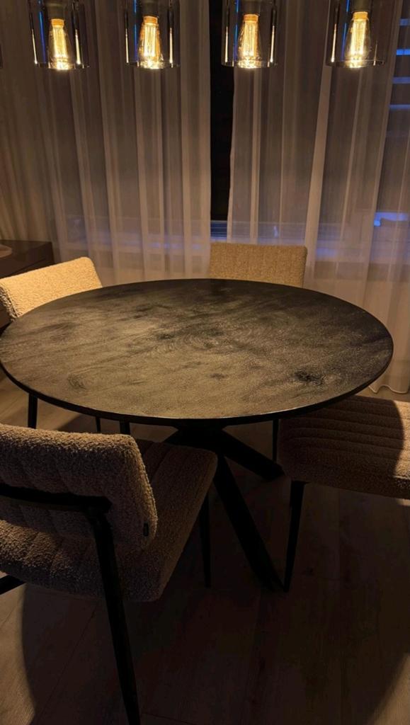 Ronde zwarte eettafel, Huis en Inrichting, Ophalen, Nieuw