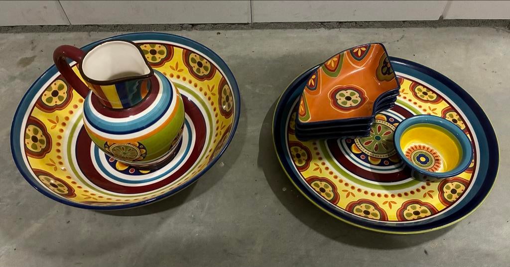 Riverdale servies set met kan en schalen, Ophalen, Overige stijlen, Aardewerk, Schaal of Schalen