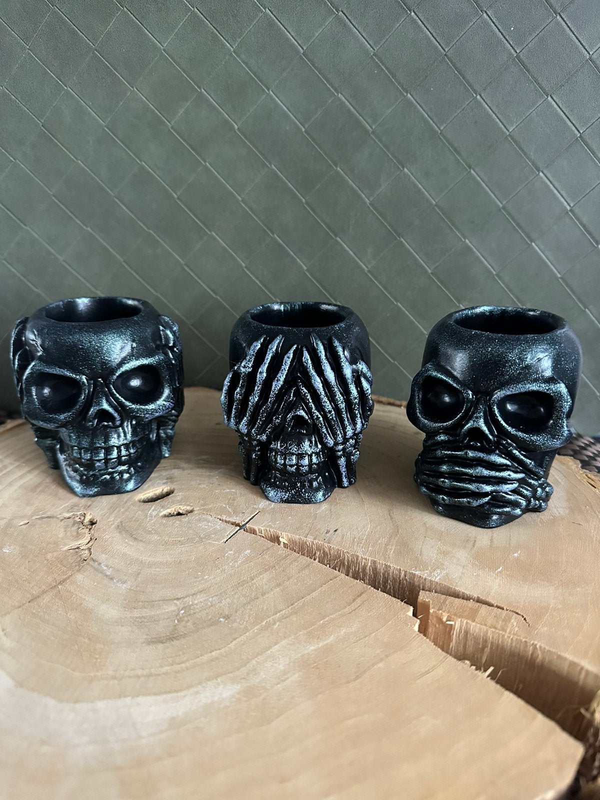 Schedels Horen, zien en zwijgen Pot/waxinelichthouder, Ophalen of Verzenden, Nieuw, Fantasy
