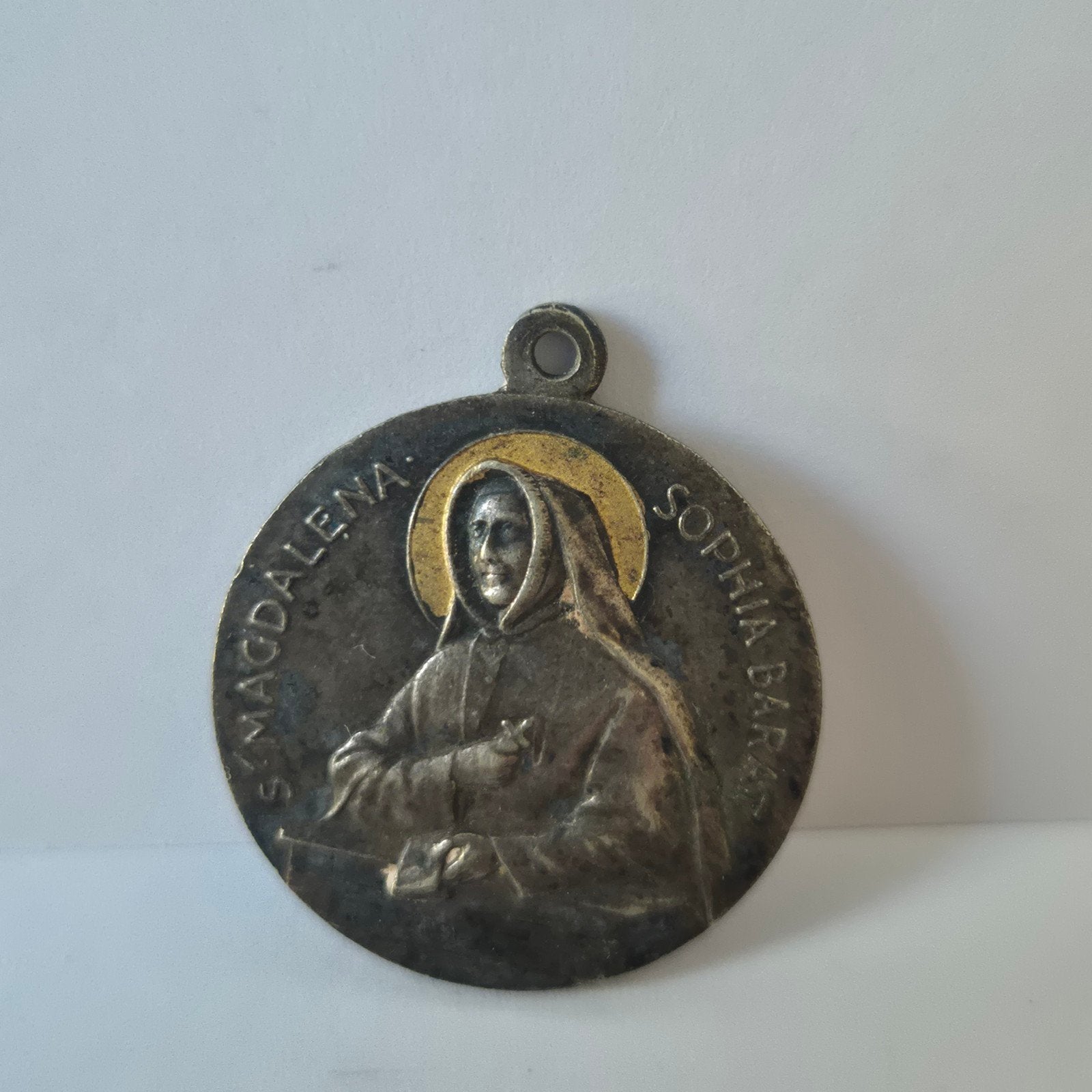 Antieke religieuze medaille: Maria Magdalena en Jezus, Antiek en Kunst, Ophalen of Verzenden