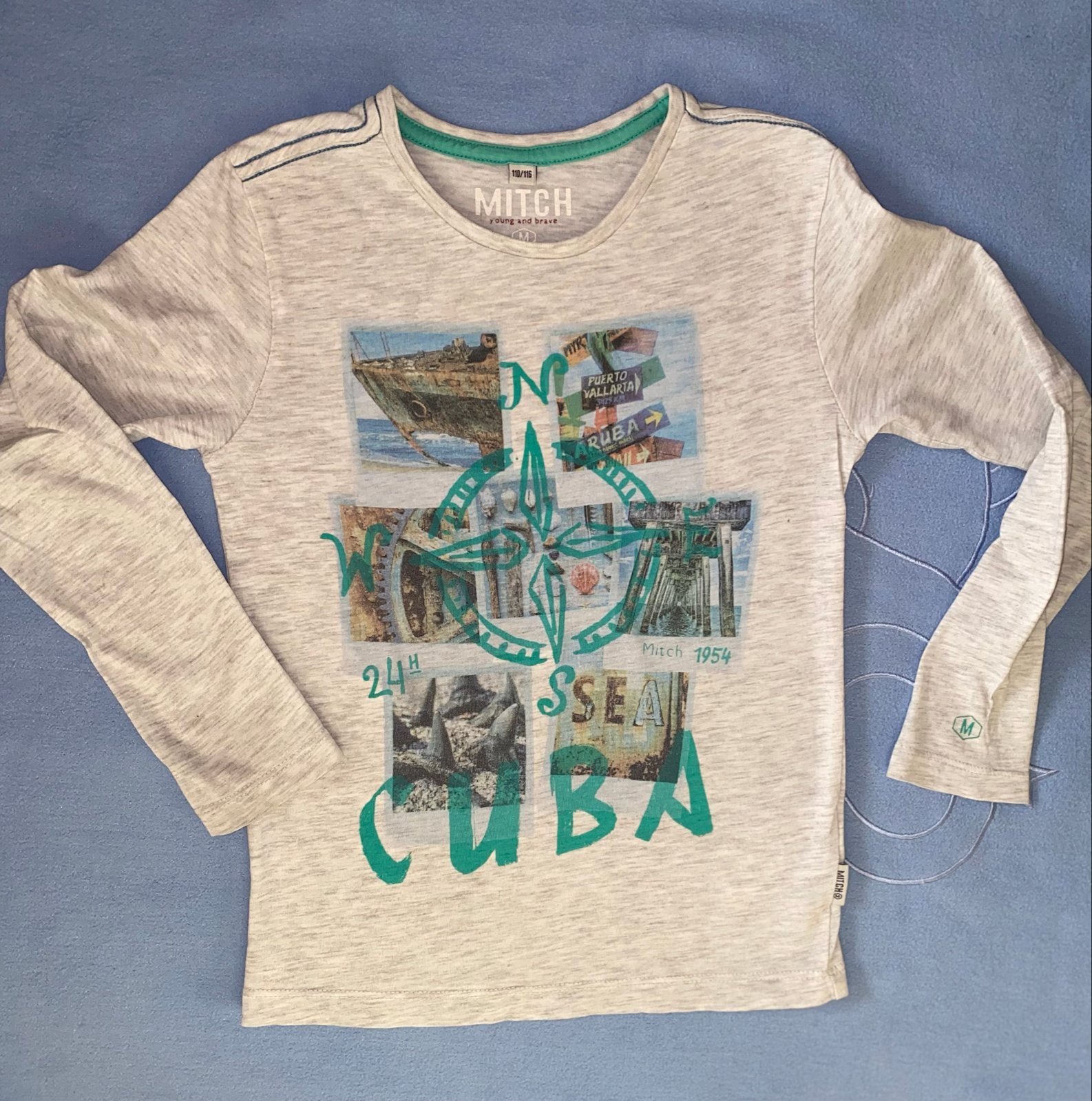 Mitch Longsleeve Maat 110/116 - Cuba Print, Ophalen of Verzenden, Zo goed als nieuw, Jongen, Shirt of Longsleeve