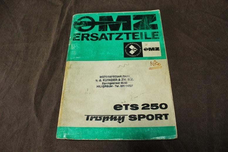 MZ ETS250 Trophy Sport 1975 motorrad ersatzteilliste ets 250, Motoren, Ophalen of Verzenden, Overige merken