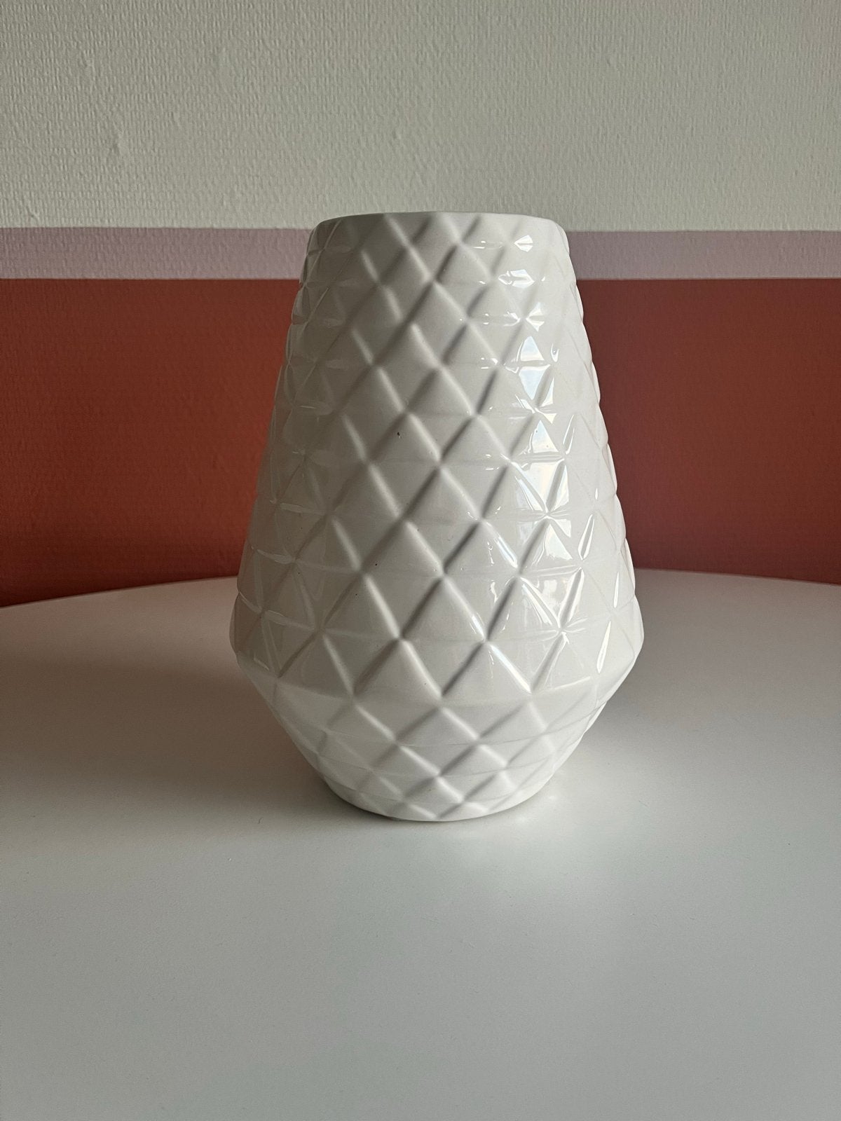 Hema vaas wit met patroon, ongeveer 25cm hoog, Ophalen, Gebruikt, Met patroon/structuur, Wit