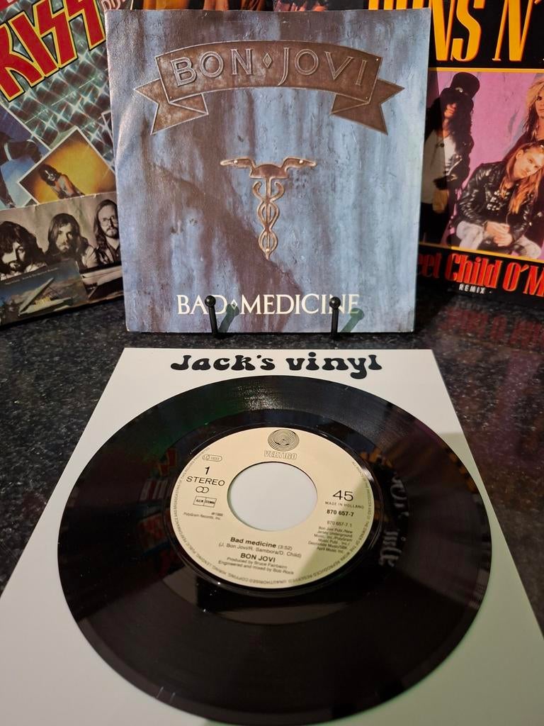 Bon Jovi - Bad Medicine 7 inch vinyl single 1988, Cd's en Dvd's, Vinyl | Rock, Ophalen of Verzenden, Zo goed als nieuw, Overige formaten