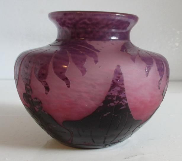 art deco cameo glas vaas Le Verre Fr. Schneider Dahlia  41, Antiek en Kunst, Verzenden