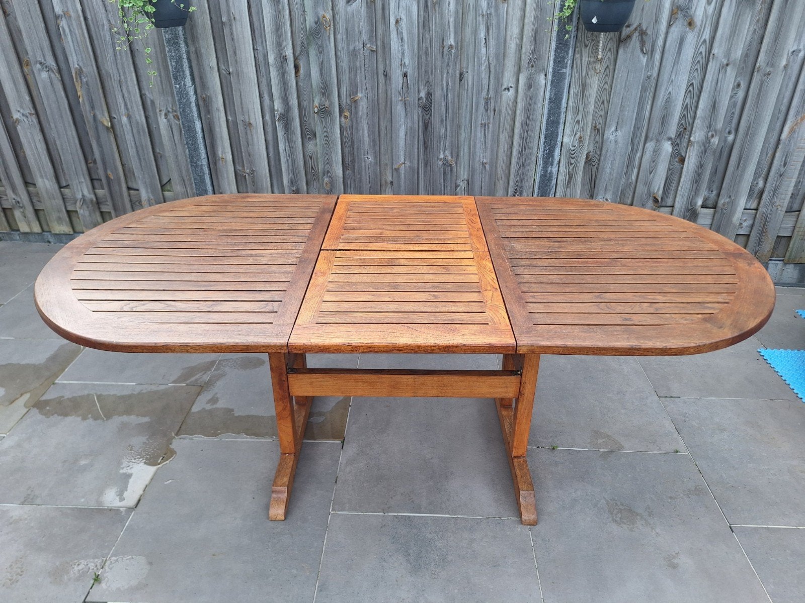 Teakhouten uitschuifbare Tuintafel, Ophalen of Verzenden, Gebruikt, Rechthoekig, Teakhout