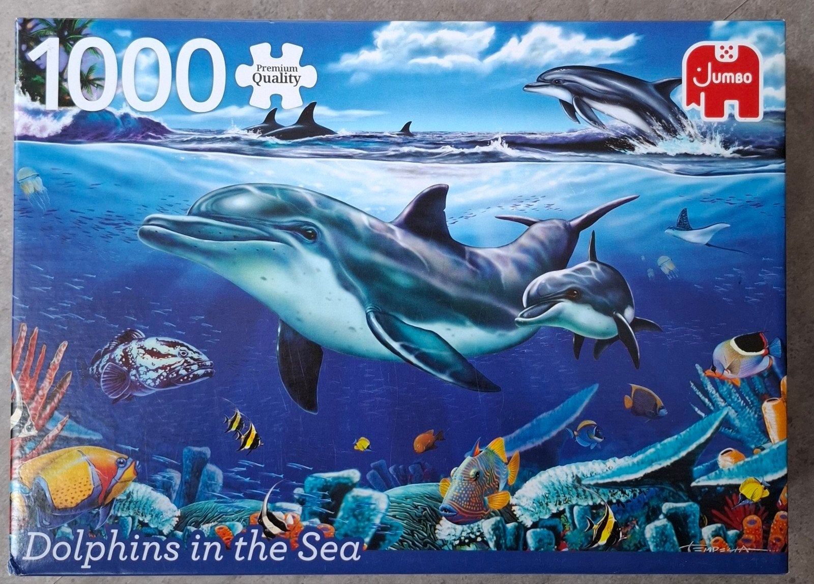 Jumbo Puzzel 1000 stukjes - Dolfijnen in de Zee, Ophalen of Verzenden, 500 t/m 1500 stukjes, Zo goed als nieuw, Legpuzzel