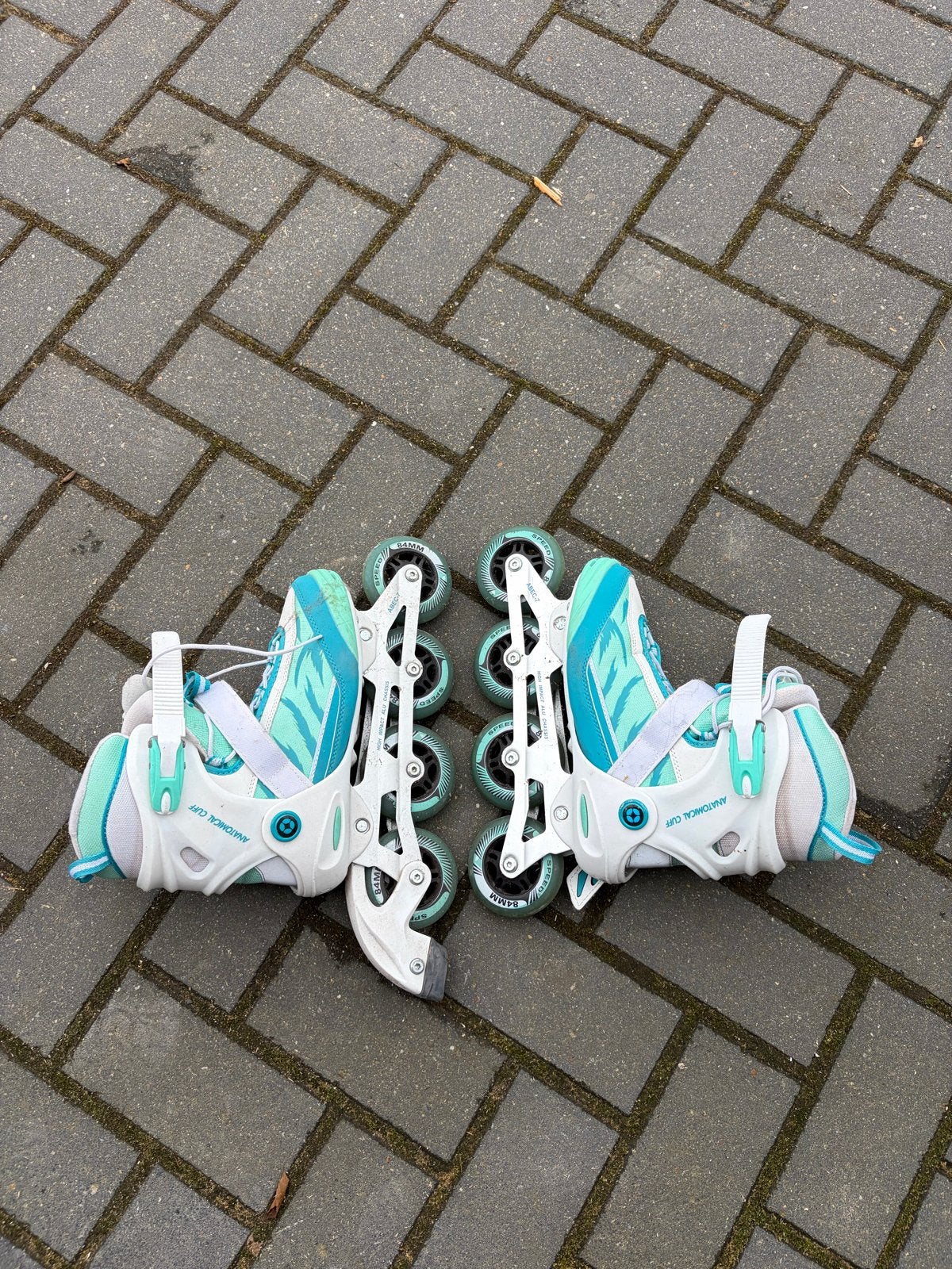 Roces Inline Skates / Skeelers – Wit/Turquoise, Ophalen of Verzenden, Verstelbaar, Zo goed als nieuw, Kinderen