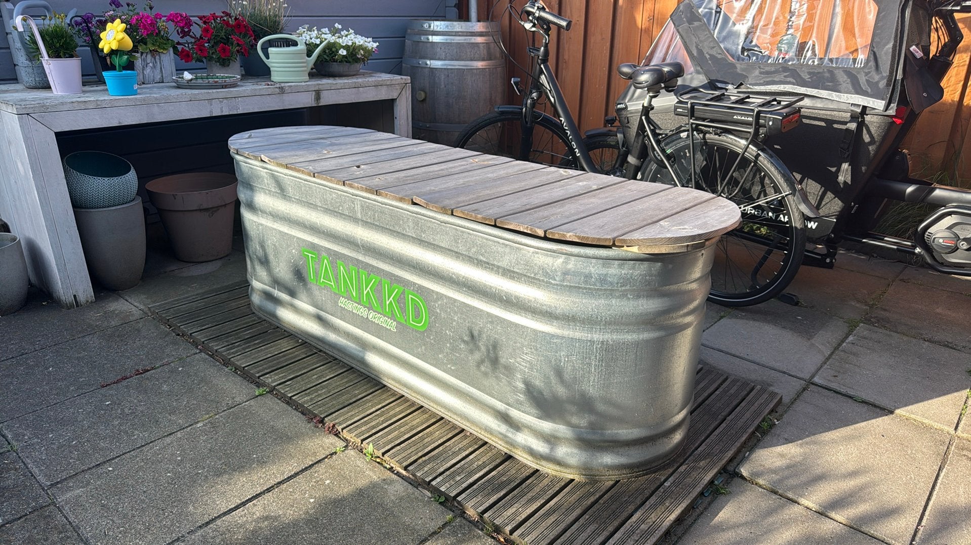 Tankkd zwembad inclusief houten afdekplaat en afdekhoes, Tuin en Terras, Zwembaden, Ophalen, Minder dan 80 cm, Opzetzwembad, Rechthoekig