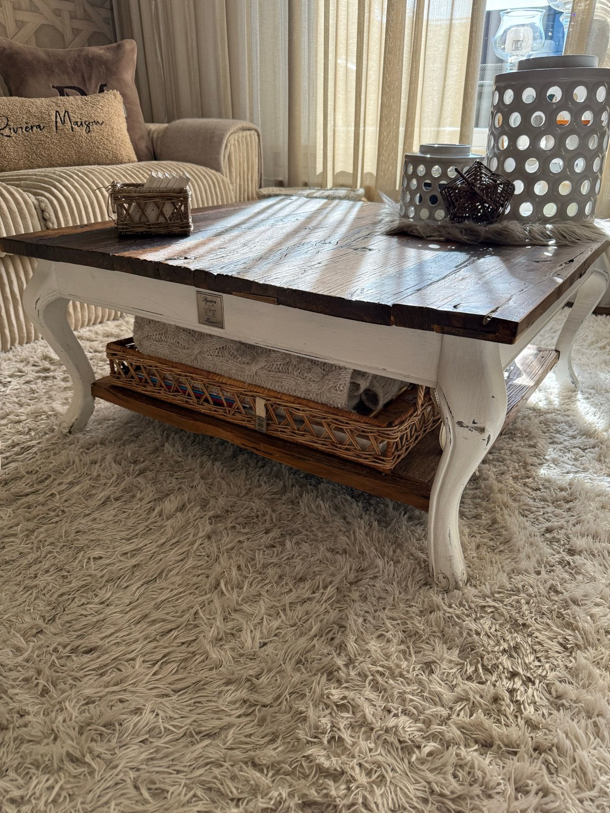 Rivièra Maison salontafel Driftwood hout, Ophalen, 100 tot 150 cm, Vierkant, 50 tot 100 cm