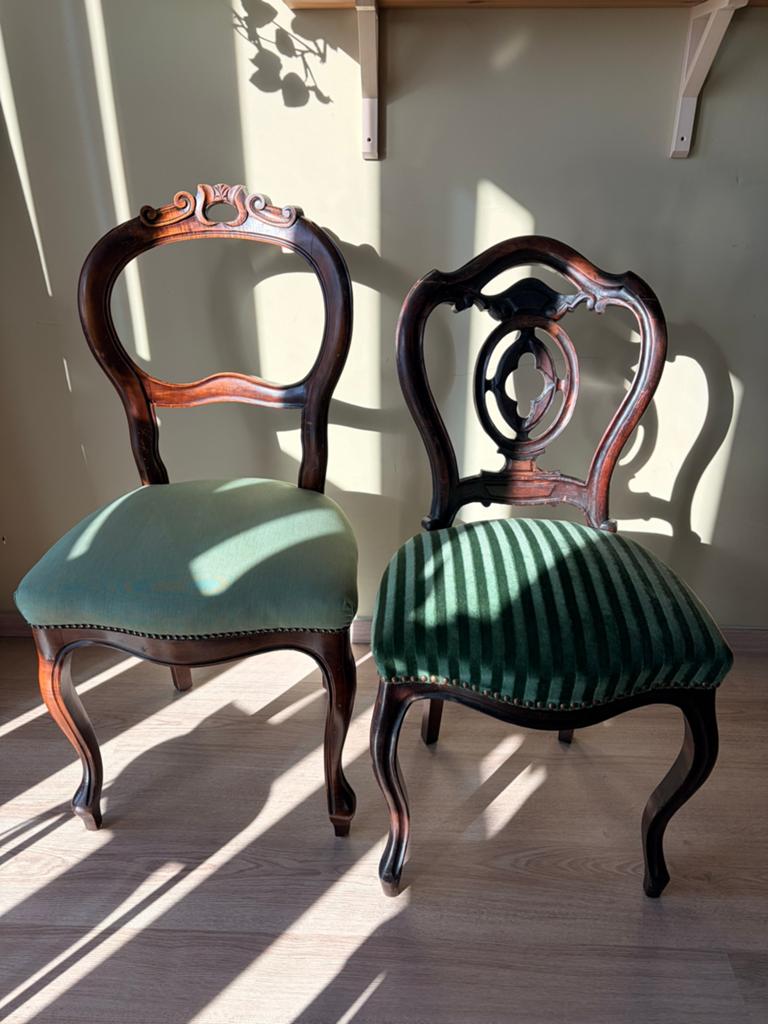 Set van 2 antieke/vintage biedermeier stoelen –massief hout, Antiek en Kunst, Ophalen