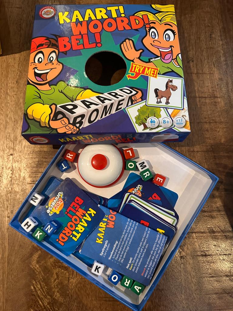 Kaart woord bel spel, Hobby en Vrije tijd, Ophalen, Zo goed als nieuw
