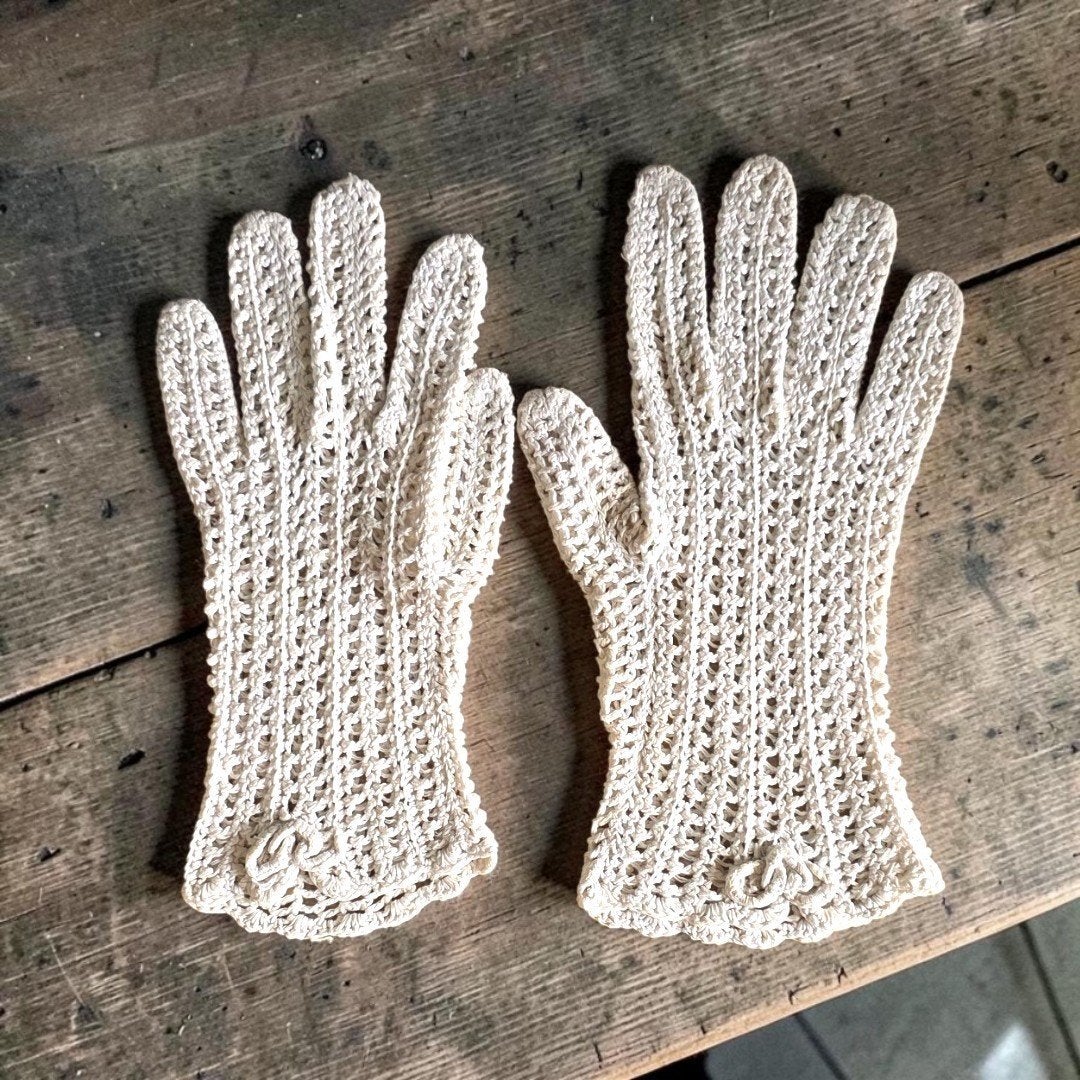 vintage gehaakte handschoenen, Antiek en Kunst, Curiosa en Brocante, Ophalen of Verzenden