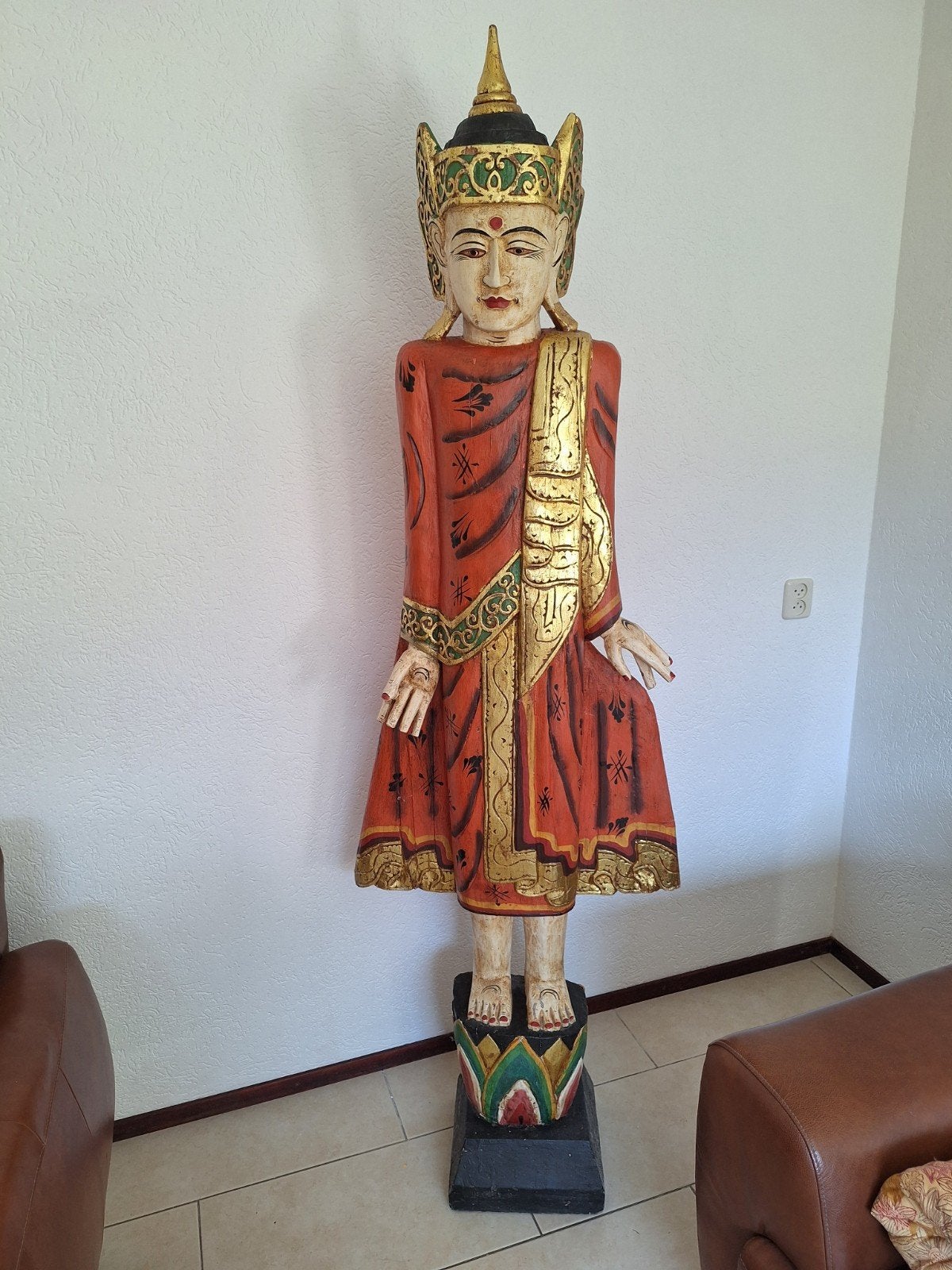 Mooie Antieke Houten Boeddah 2.05 Hoog, Ophalen