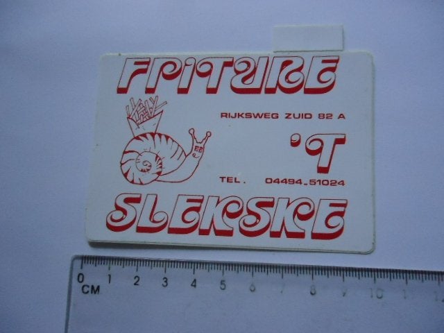 sticker oud SLAK Slekske patat frites frituur geleen sittard, Verzenden, Zo goed als nieuw, Bedrijf of Vereniging