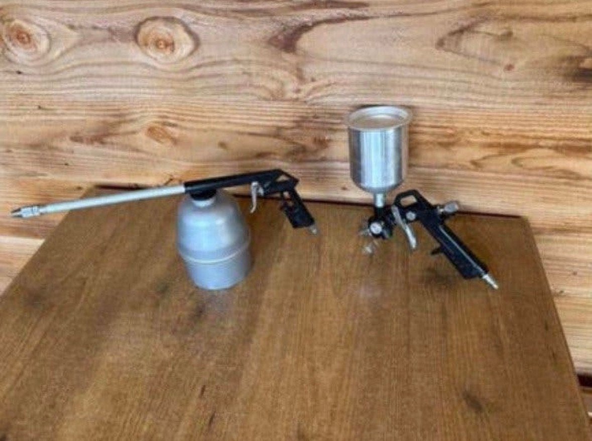 Compressor verfspuit en vloeistof spuit, Minder dan 25 liter, Ophalen of Verzenden, Zo goed als nieuw, Minder dan 200 liter/min