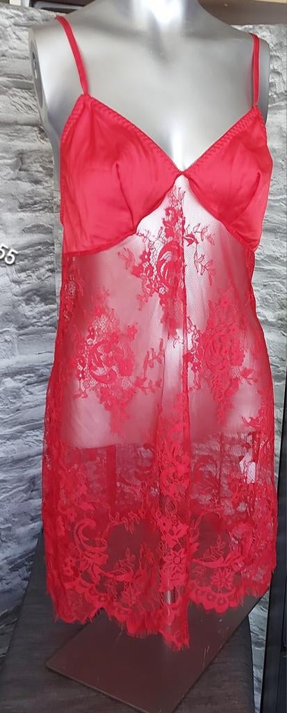 Sexy rood kanten slipdress XL, Kleding | Dames, Ophalen of Verzenden, Rood, Nachtkleding