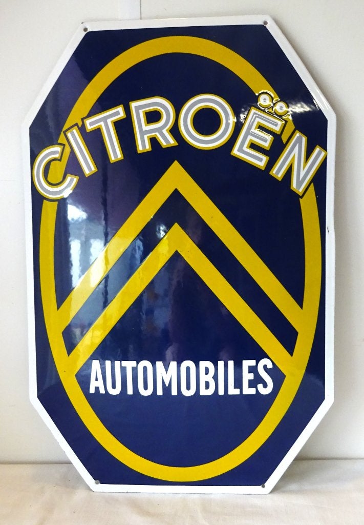 Prachtig bol emaille reclame bord Citroen 59 x 39 cm, Ophalen of Verzenden, Zo goed als nieuw, Reclamebord