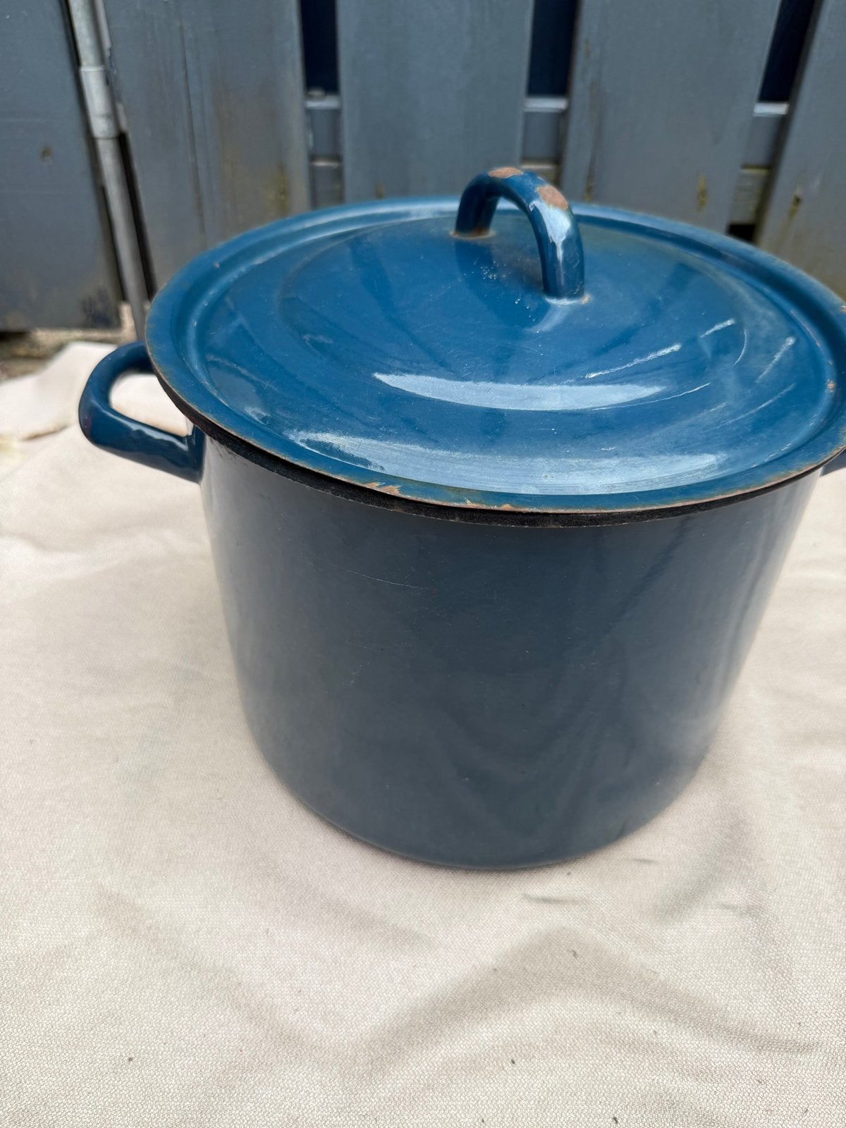 Grote vintage emaille ketel - Blauw, Antiek en Kunst, Antiek | Emaille, Ophalen of Verzenden