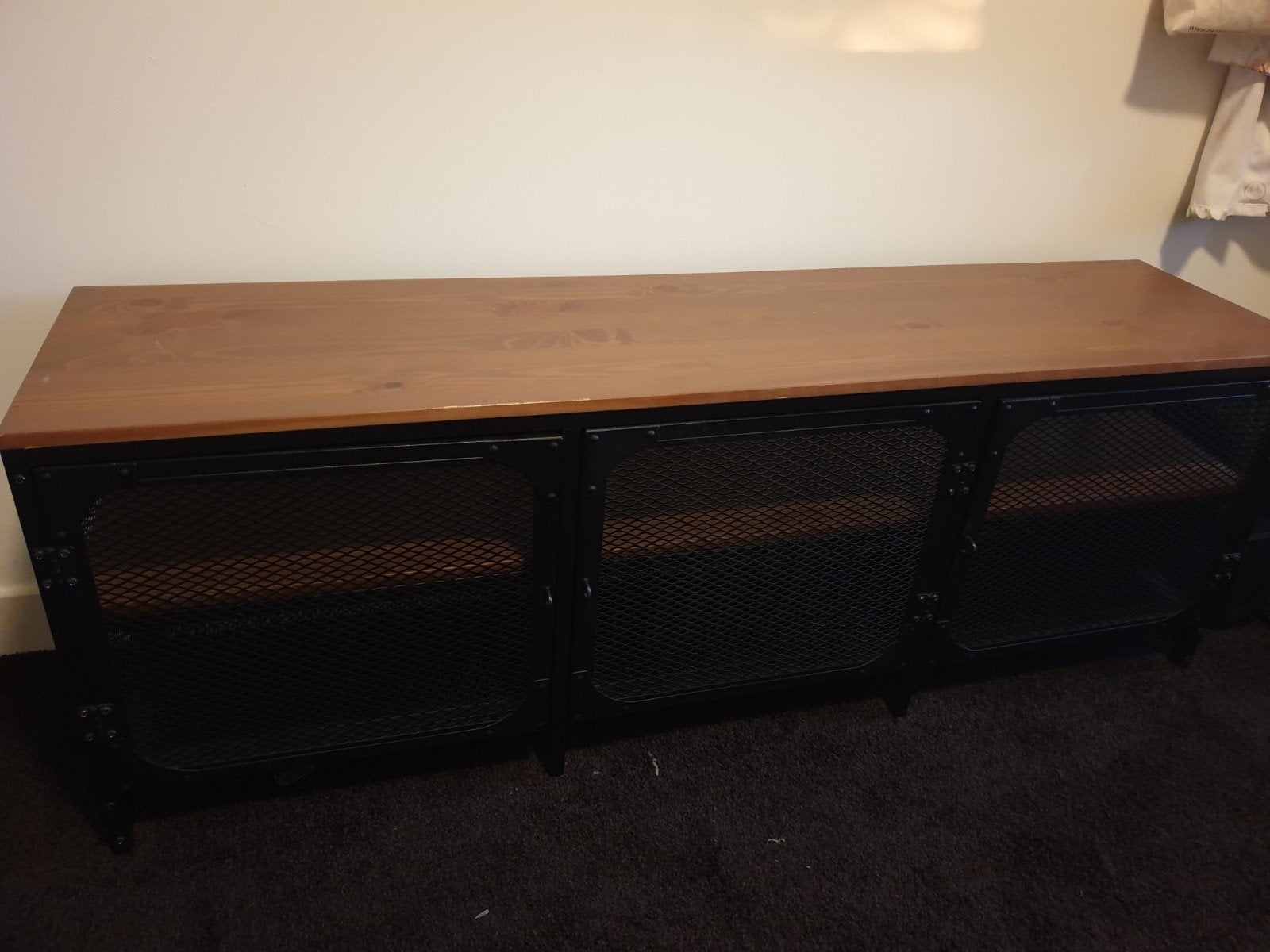 Industriële TV-meubel/dressoir met metalen deuren, Gebruikt, 100 tot 150 cm, Minder dan 100 cm, Industrieel
