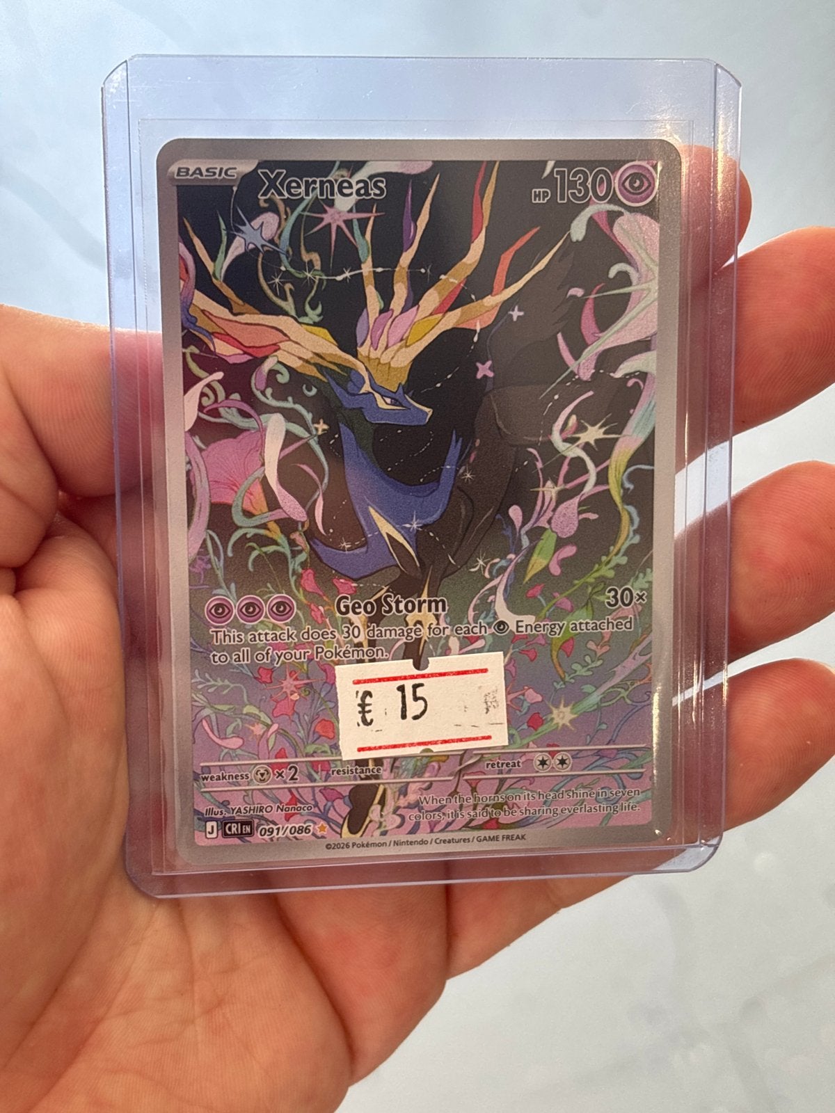 Xerneas 91/96 Chaos Rising Pokemon Kaart, Ophalen of Verzenden, Zo goed als nieuw, Losse kaart, Foil