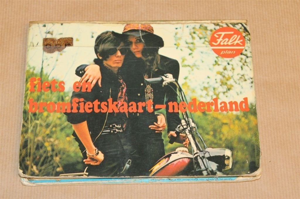 Falk Fiets- en Bromfietskaart van Nederland - Ca 1970, Gelezen, Ophalen of Verzenden, Landkaart, 1800 tot 2000