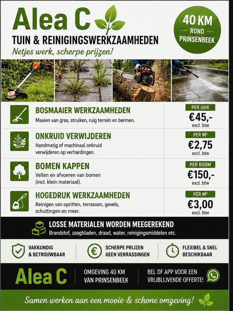Bosmaaien / onkruidbestrijding / oprit reinigen / bomen, Tuinonderhoud of Snoeiwerk