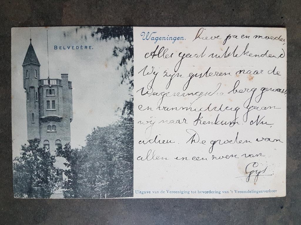 Ansichtkaart Wageningen Belvedère 1899, Verzamelen, Ophalen of Verzenden, Voor 1920, Gelopen, Gelderland