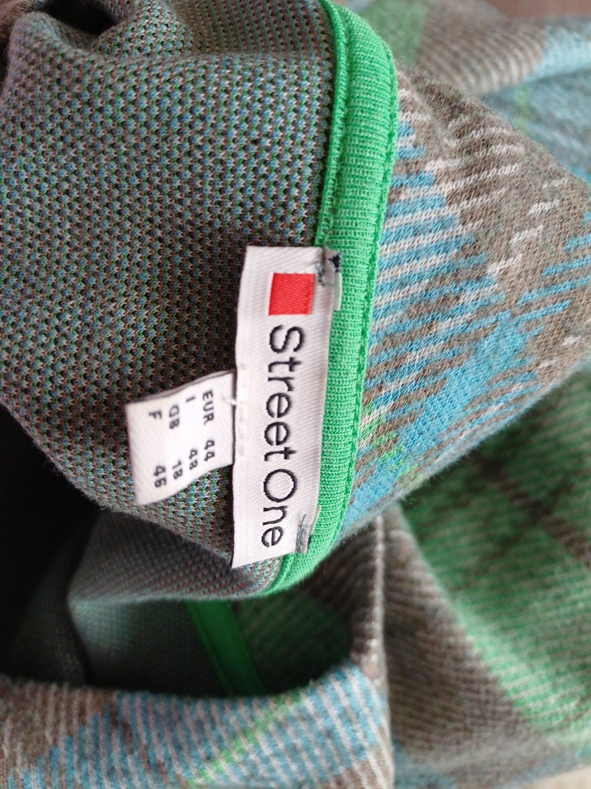 heuplange, mosgroene, geruite tuniek, Ophalen, Zo goed als nieuw, Maat 42/44 (L)