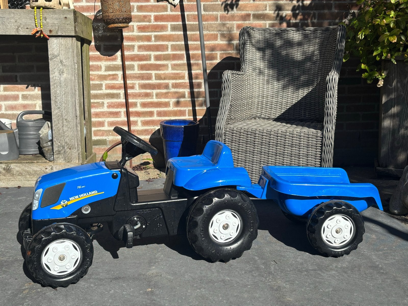 New Holland T7.180 traptractor met aanhanger, Ophalen, Gebruikt